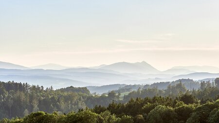 Weite Naturlandschaft beim ROOTS Camp in Österreich zur digitalen Auszeit